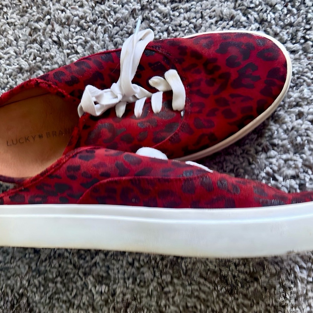 Lucky Brand Red Leopard Print Women's Sneaker Mule Size 10